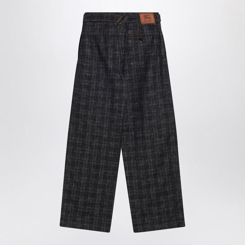 indigo jeans in check pattern denim by Selfnex