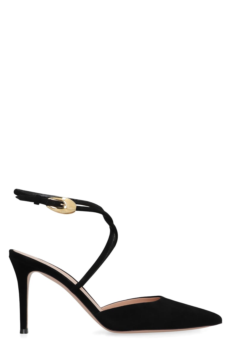 suede slingback pumps by Selfnex