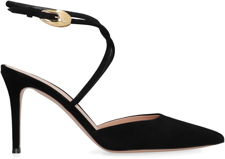 suede slingback pumps by Selfnex