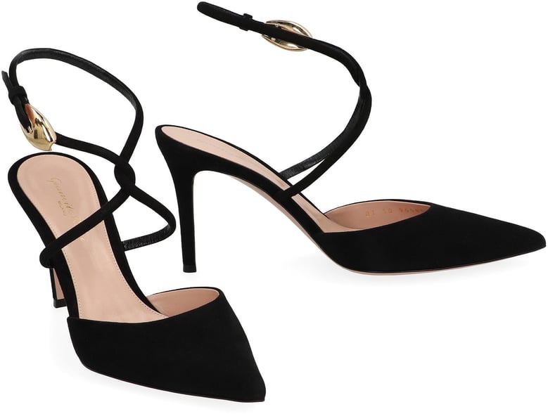 suede slingback pumps by Selfnex