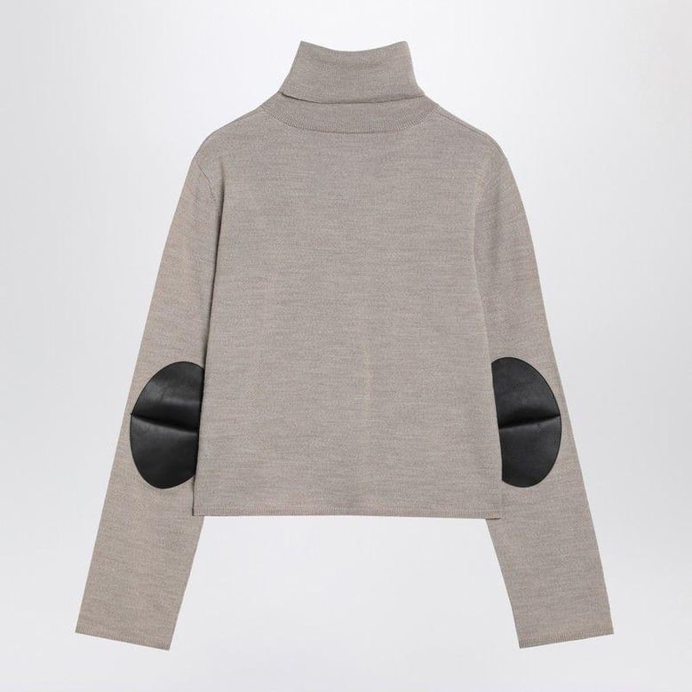 beige wool blend turtleneck sweater by Selfnex