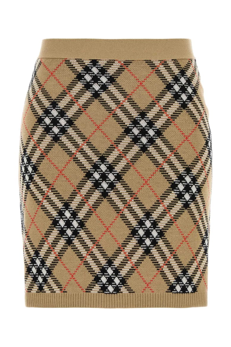 embroidered wool blend mini skirt by Selfnex