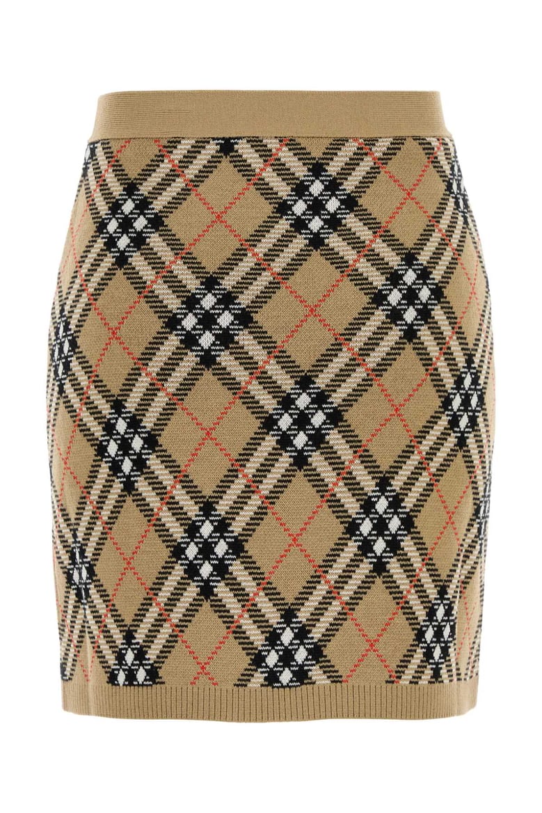embroidered wool blend mini skirt by Selfnex