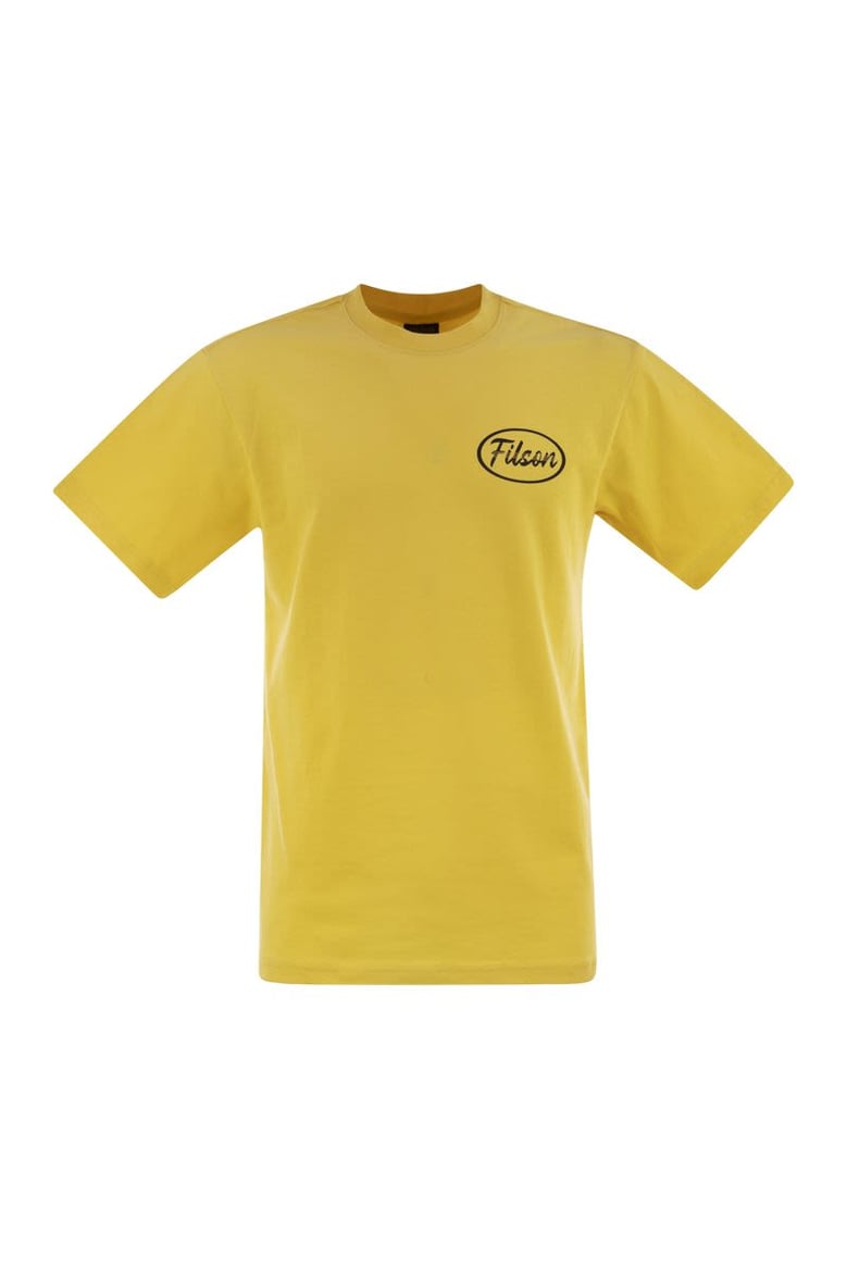 t-shirt with graphics on chest and back by Selfnex