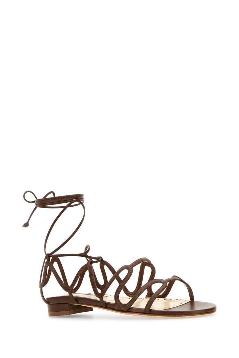 brown leather fawda sandals by Selfnex