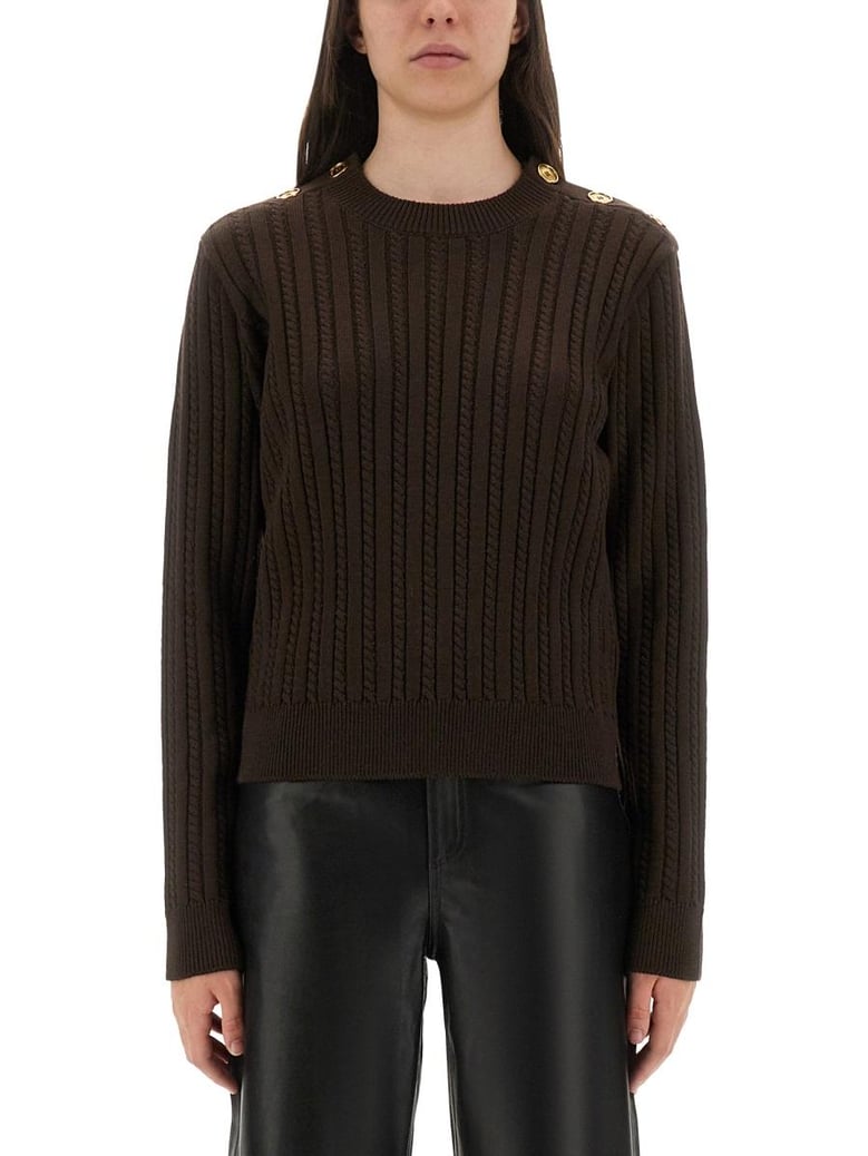 wool sweater with button detail by Selfnex