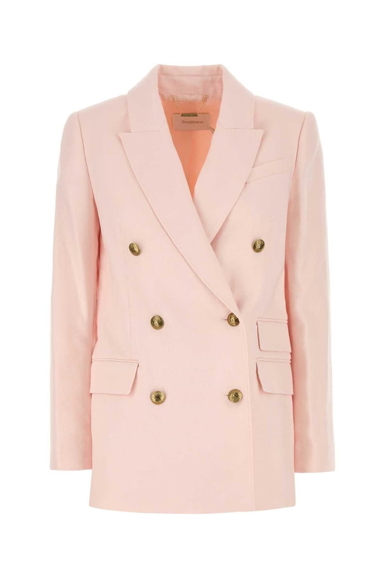 pastel pink linen crush blazer by Selfnex
