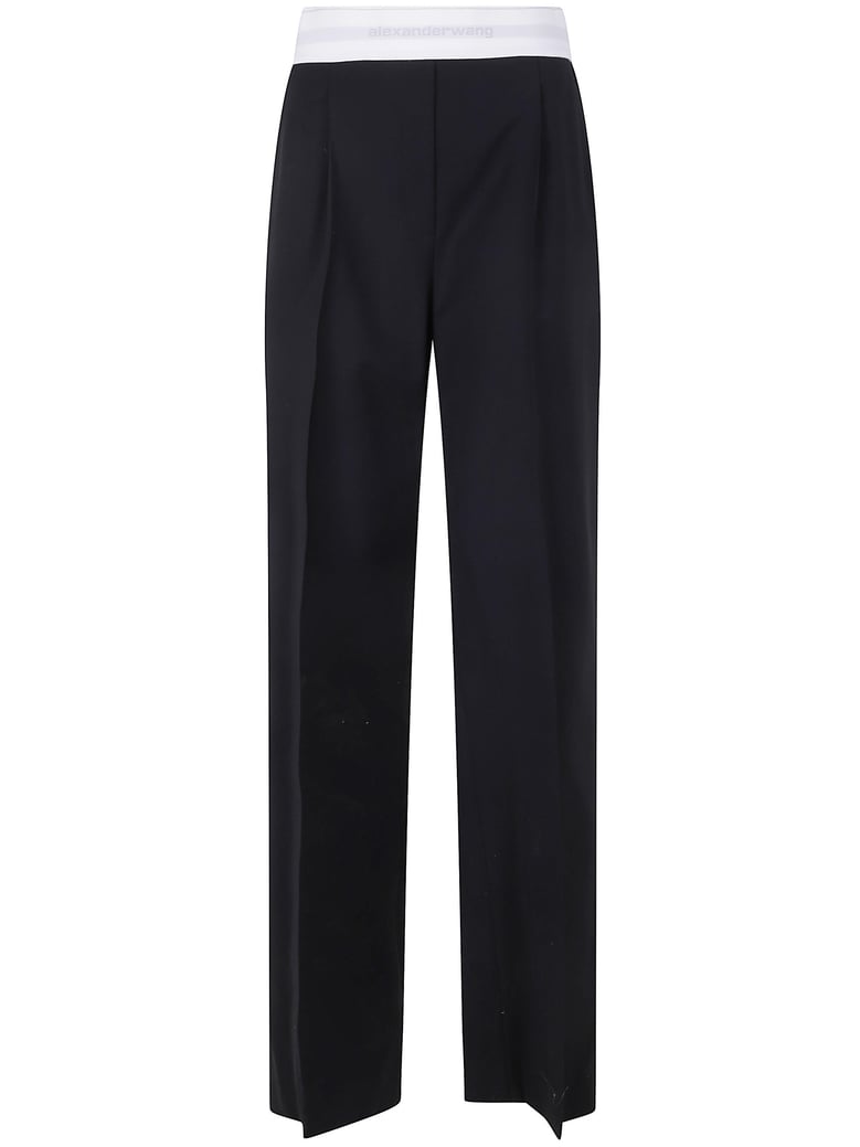 high waisted pleated pant with logo elastic by Selfnex