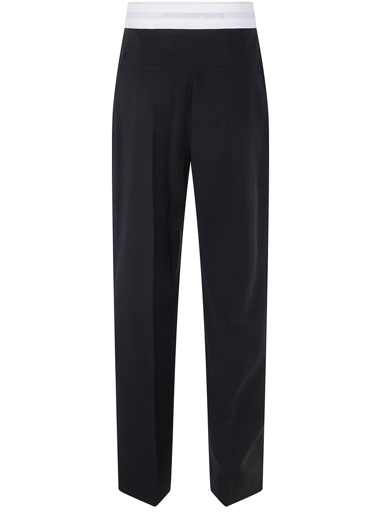 high waisted pleated pant with logo elastic by Selfnex