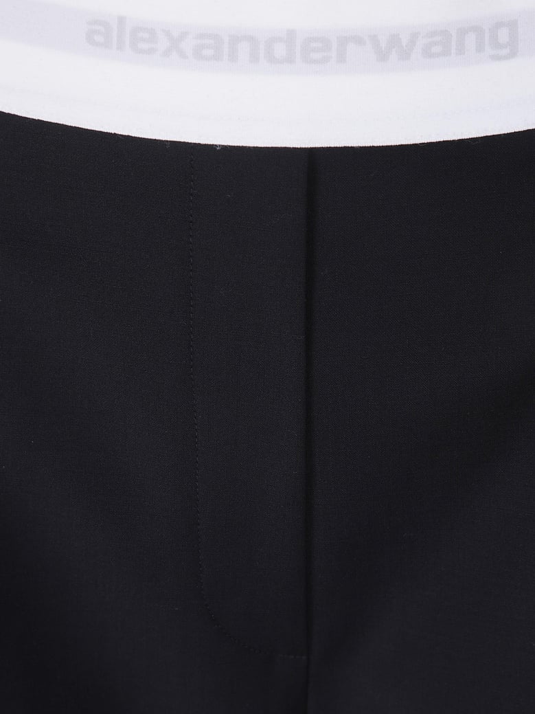 high waisted pleated pant with logo elastic by Selfnex