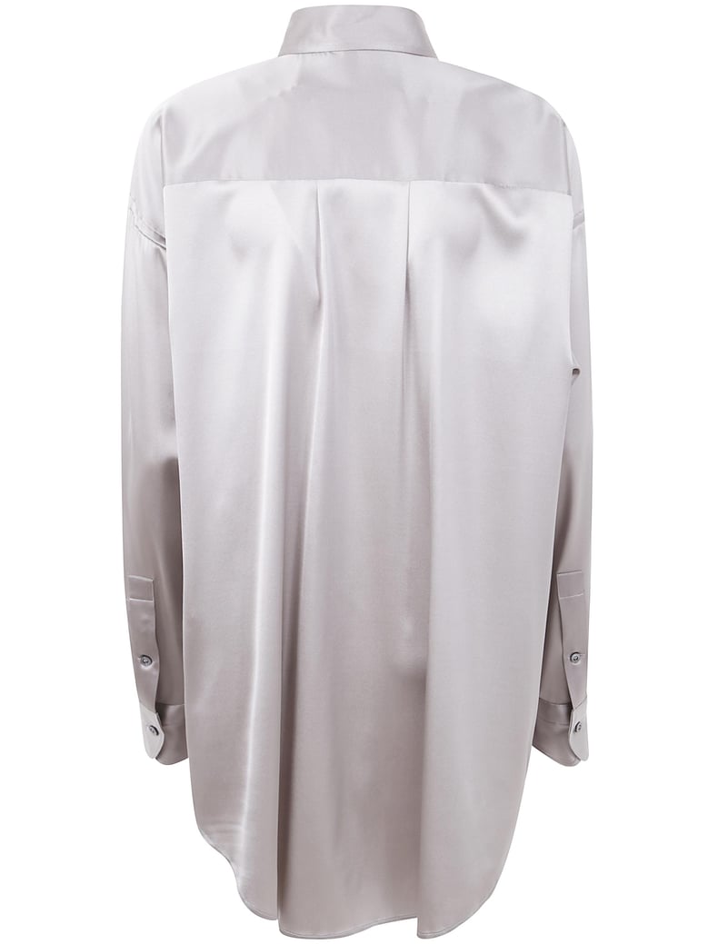 stretch silk satin relaxed fit shirt by Selfnex