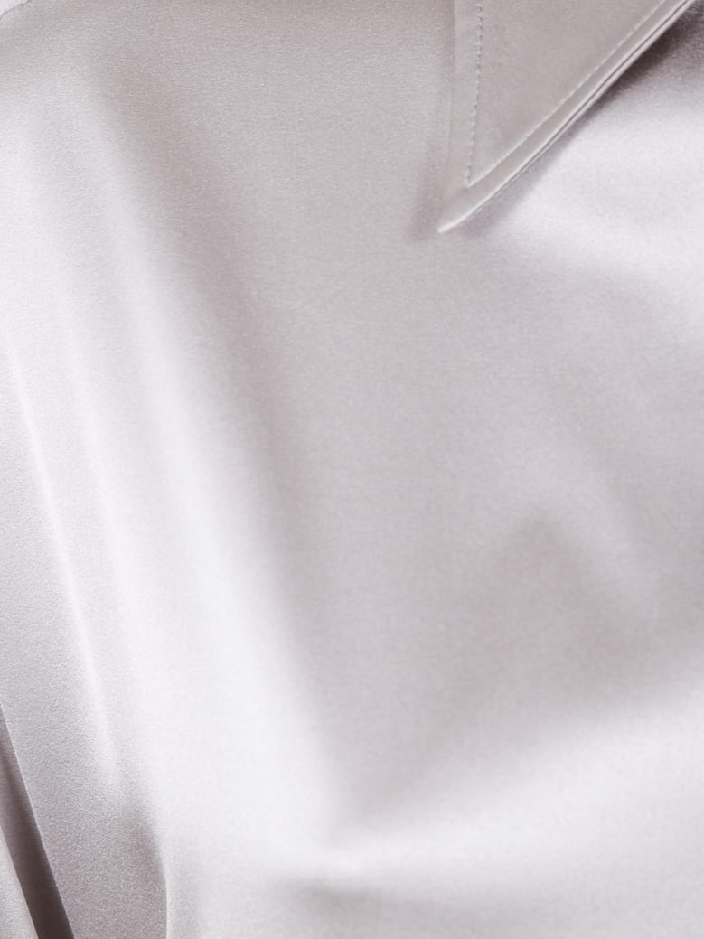 stretch silk satin relaxed fit shirt by Selfnex