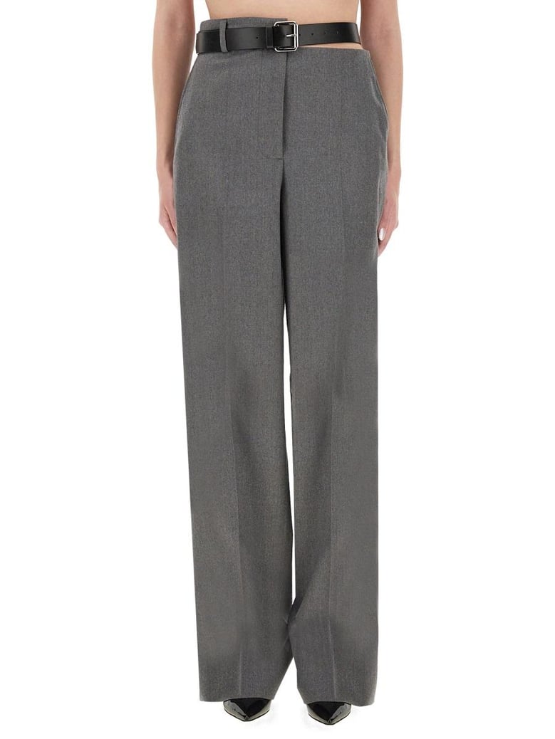 grey wool blend trousers by Selfnex