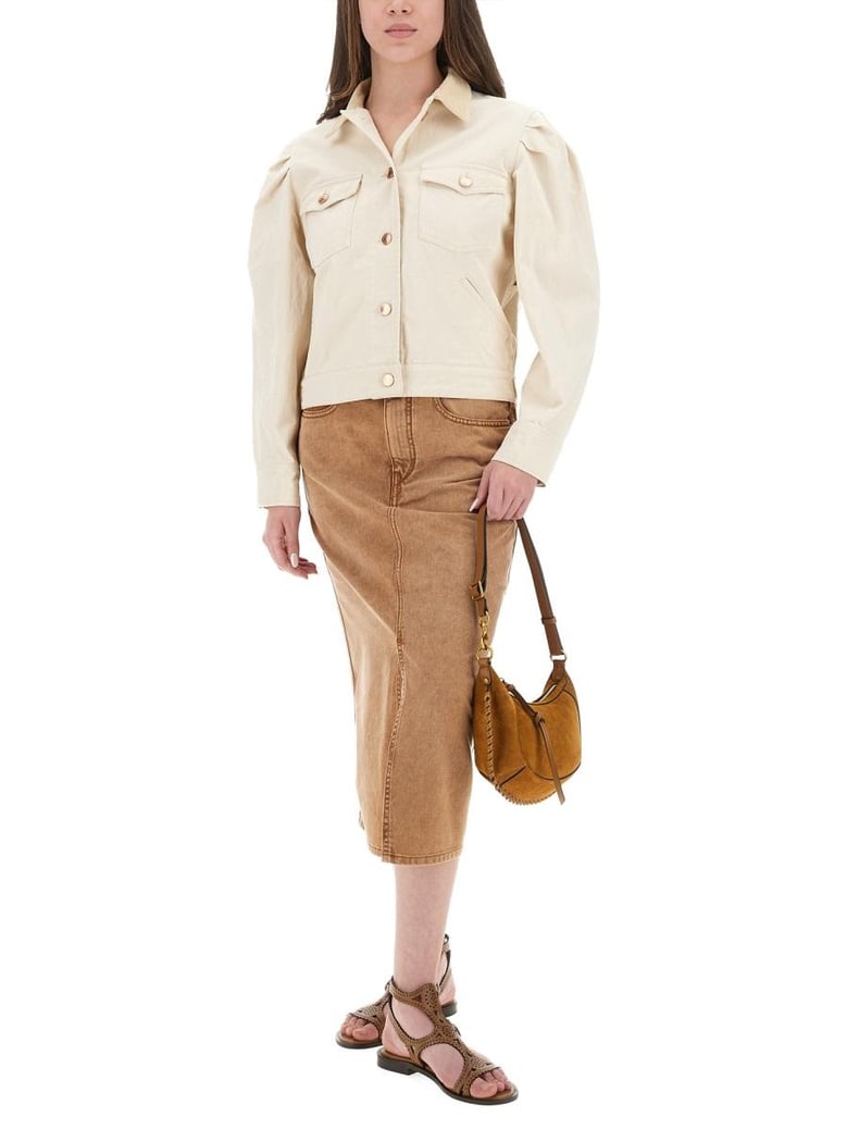 beige lyocell cotton jeans by Selfnex