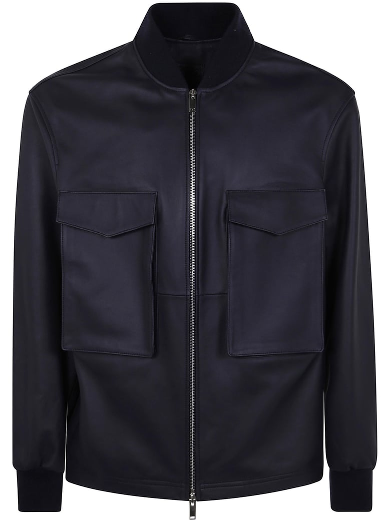 leather patch pocket bomber jacket by Selfnex