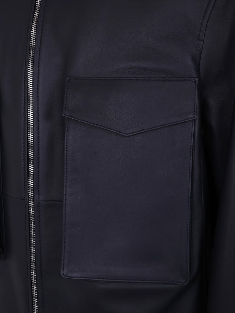 leather patch pocket bomber jacket by Selfnex