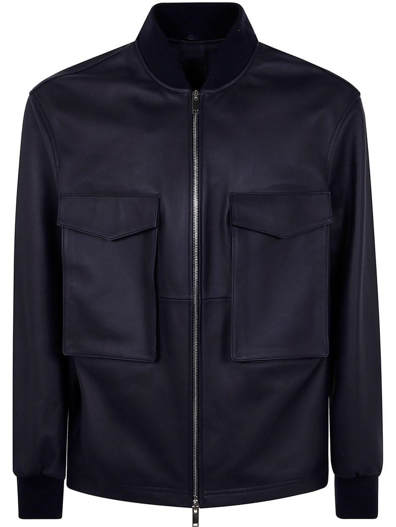 leather patch pocket bomber jacket by Selfnex