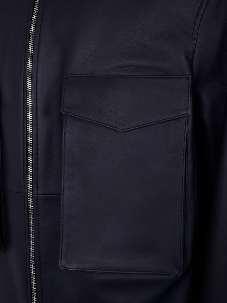 leather patch pocket bomber jacket by Selfnex