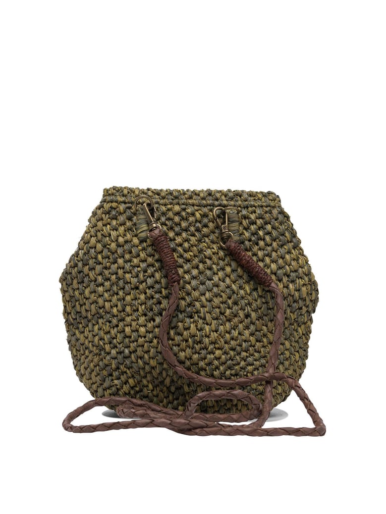 green raffia handbag by Selfnex