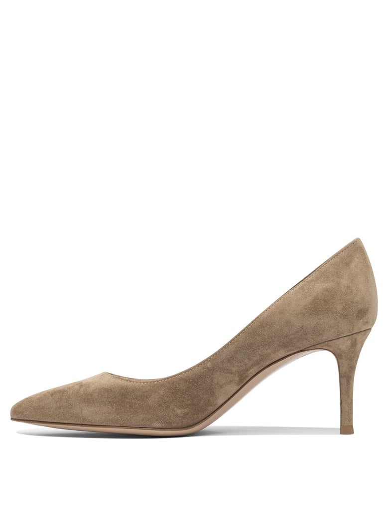 beige leather heeled shoes by Selfnex