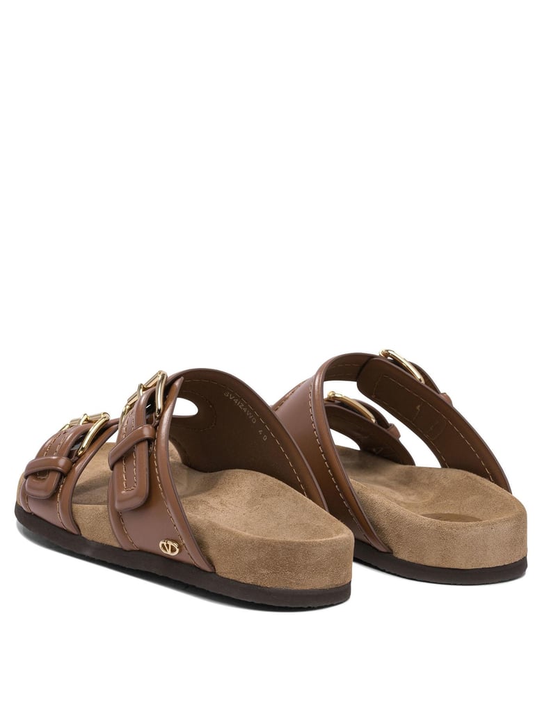 sandali in pelle con logo vlogo by Selfnex