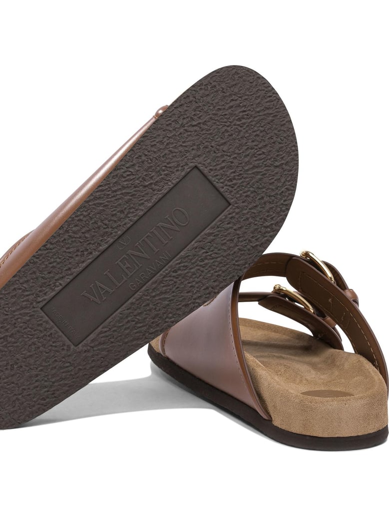 sandali in pelle con logo vlogo by Selfnex