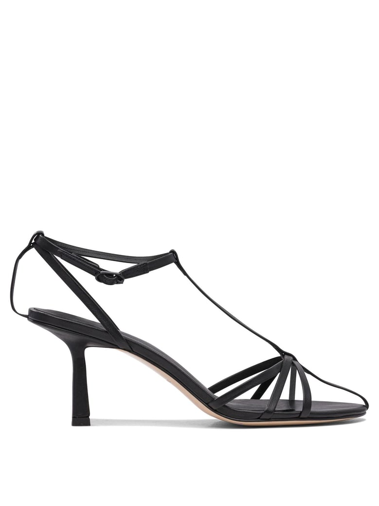 black leather sandals by Selfnex