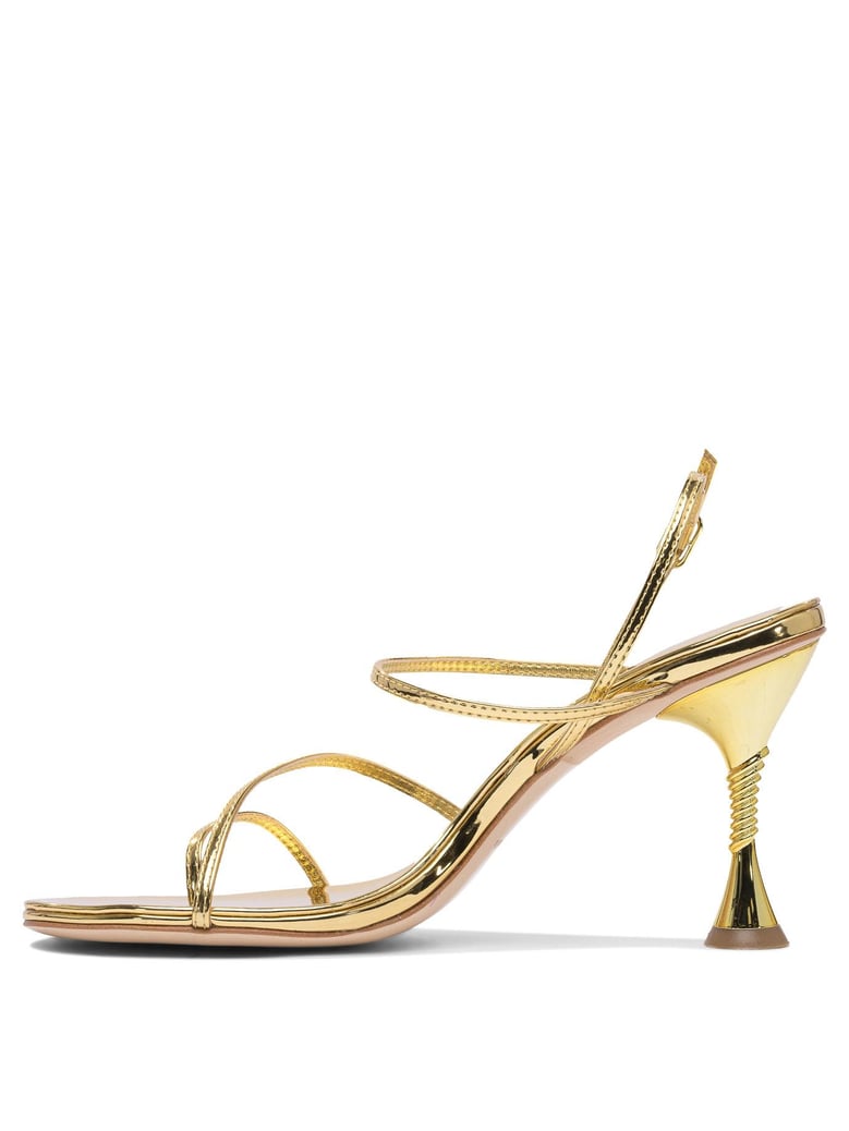 gold leather sandals by Selfnex