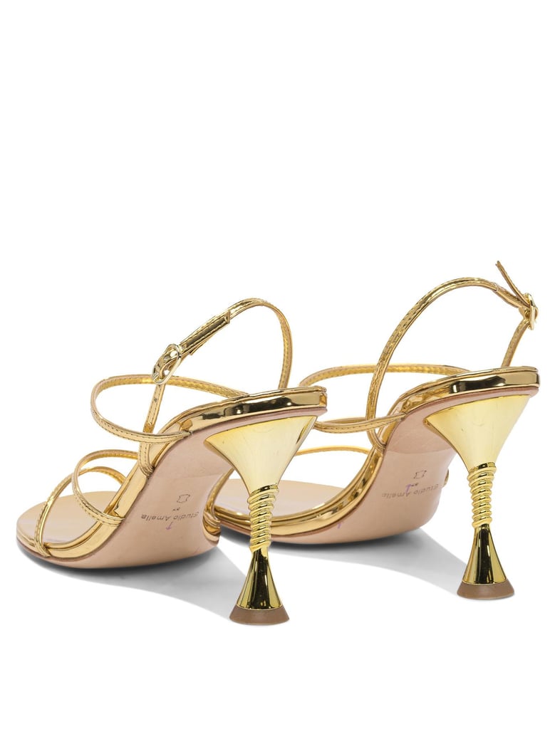 gold leather sandals by Selfnex
