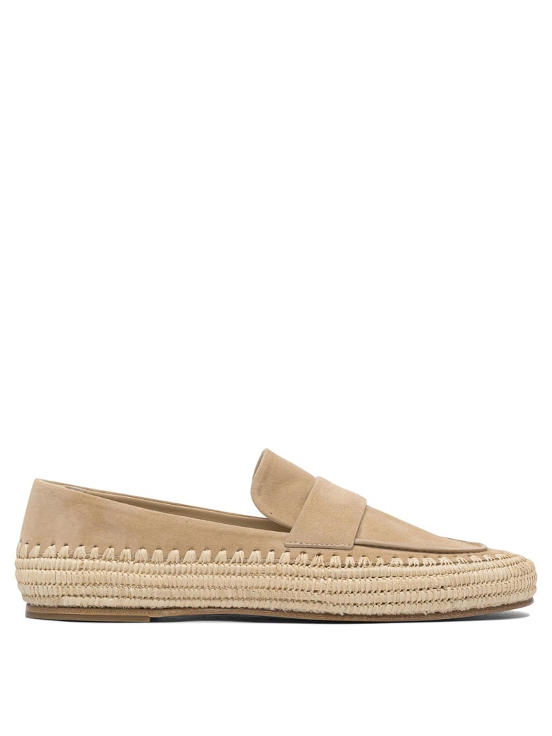 beige cow leather loafers by Selfnex