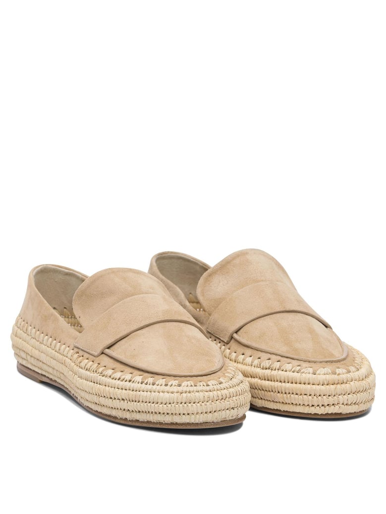 beige cow leather loafers by Selfnex