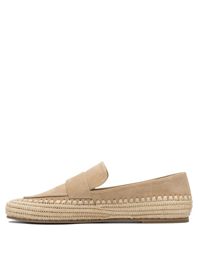 beige cow leather loafers by Selfnex