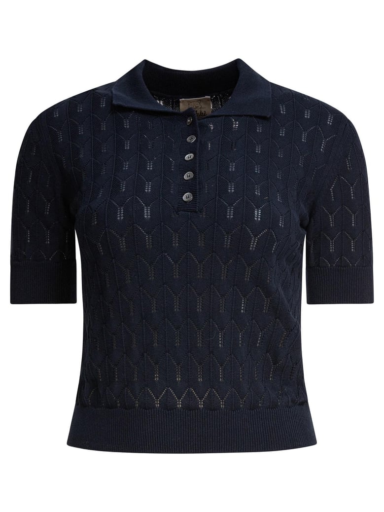 blue cotton polo shirt by Selfnex