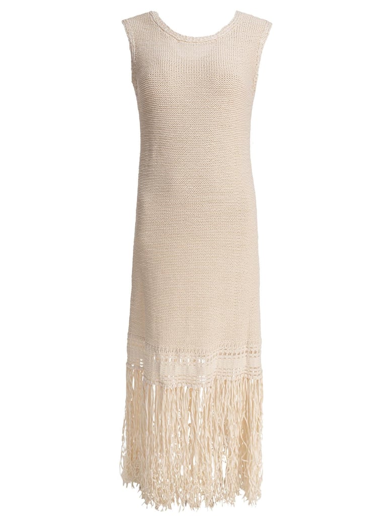 beige polyester dress by Selfnex