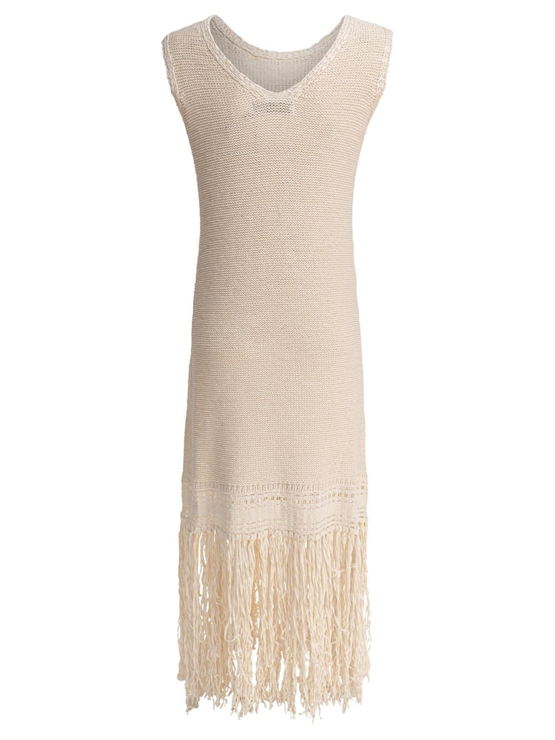 beige polyester dress by Selfnex