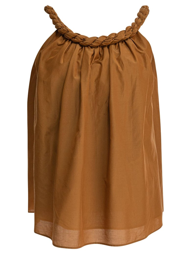 brown silk top by Selfnex