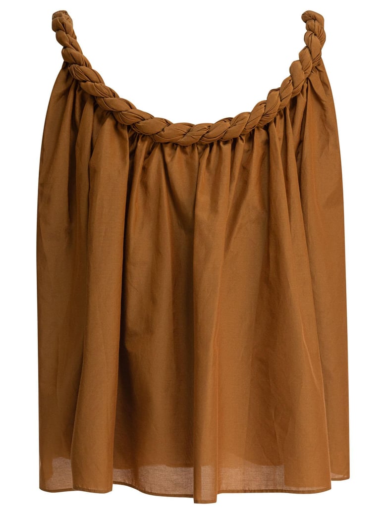 brown silk top by Selfnex
