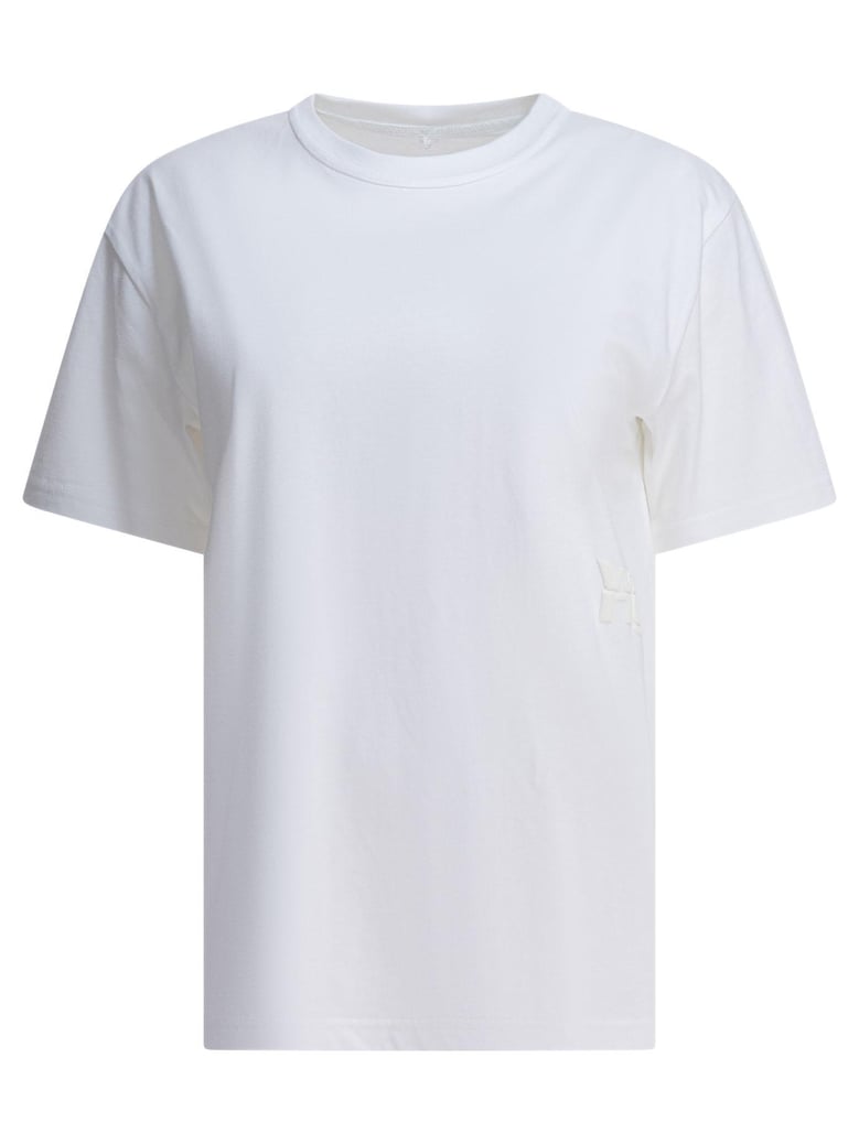 essential jsy ss tee w/ puff logo & bound neck by Selfnex
