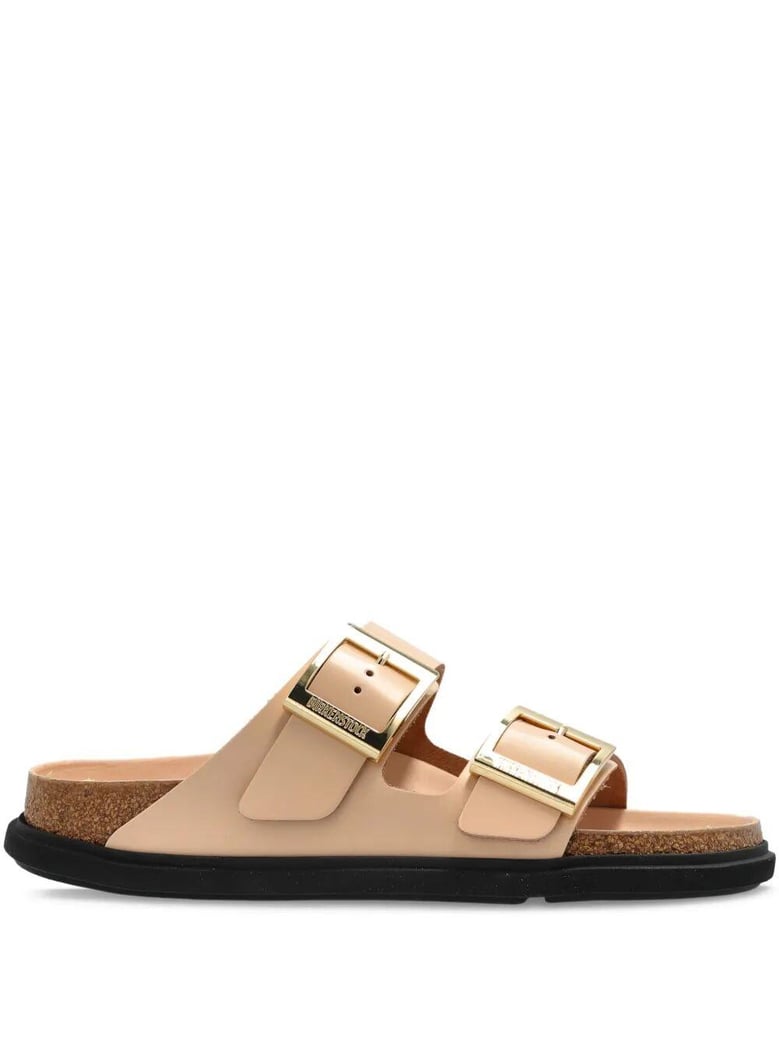 arizona droplet buckle shiny leather sandals by Selfnex