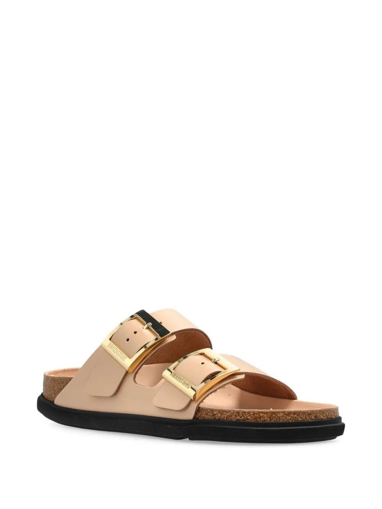 arizona droplet buckle shiny leather sandals by Selfnex