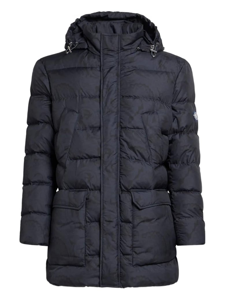 hooded long down jacket by Selfnex