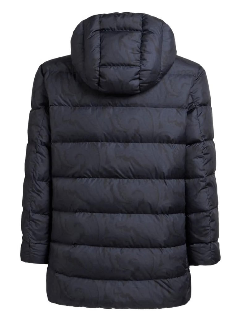 hooded long down jacket by Selfnex