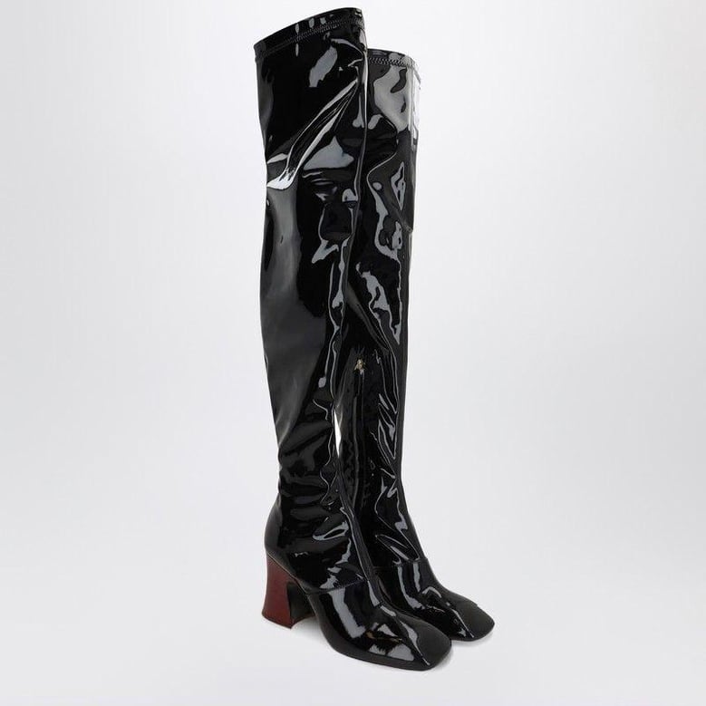 janis over-the-knee boots in black by Selfnex
