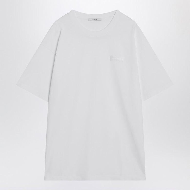 white cotton t-shirt with logo patch by Selfnex