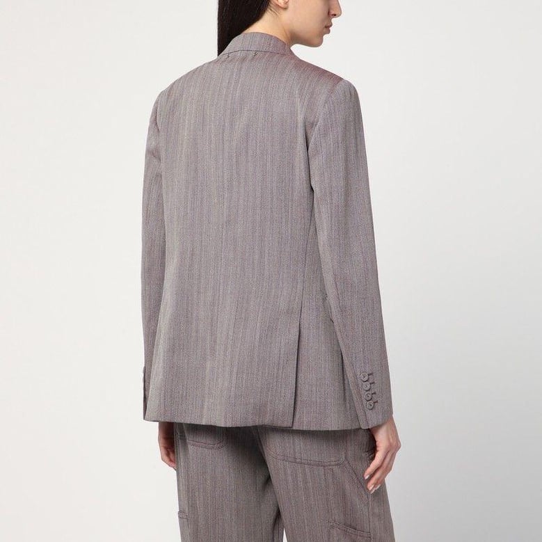 light brown double-breasted jacket in chevron wool blend by Selfnex