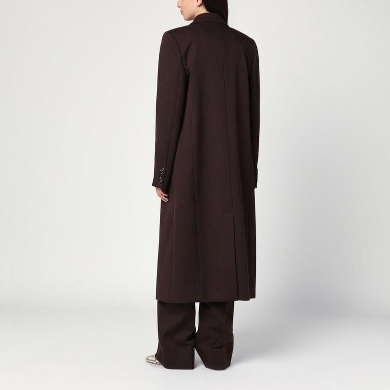 double-breasted plum wool coat by Selfnex