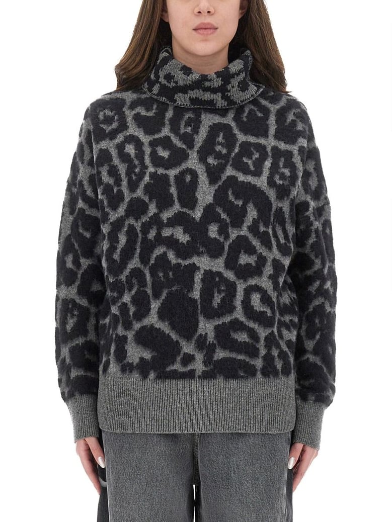 leopard print turtleneck sweater in wool by Selfnex
