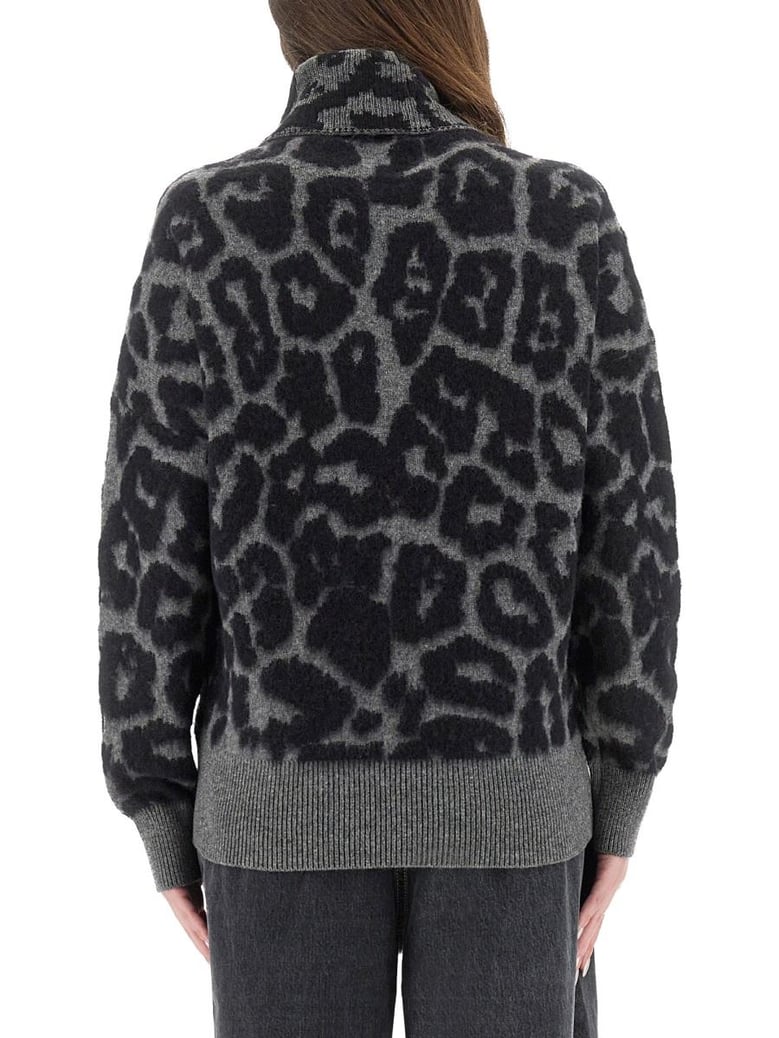 leopard print turtleneck sweater in wool by Selfnex