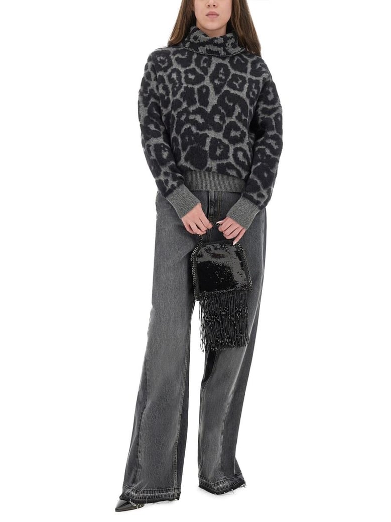 leopard print turtleneck sweater in wool by Selfnex