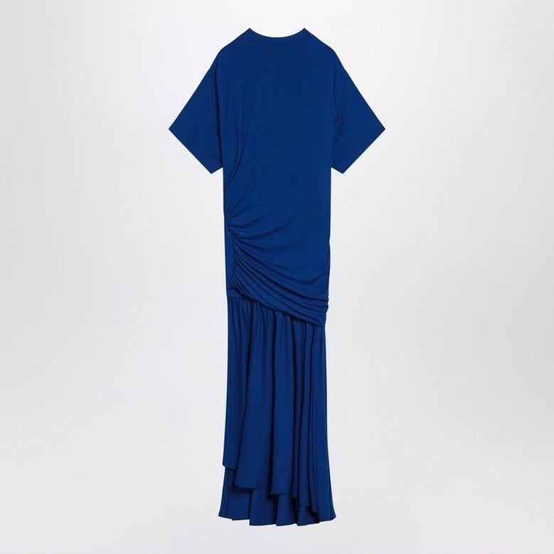 long blue dress with draping by Selfnex
